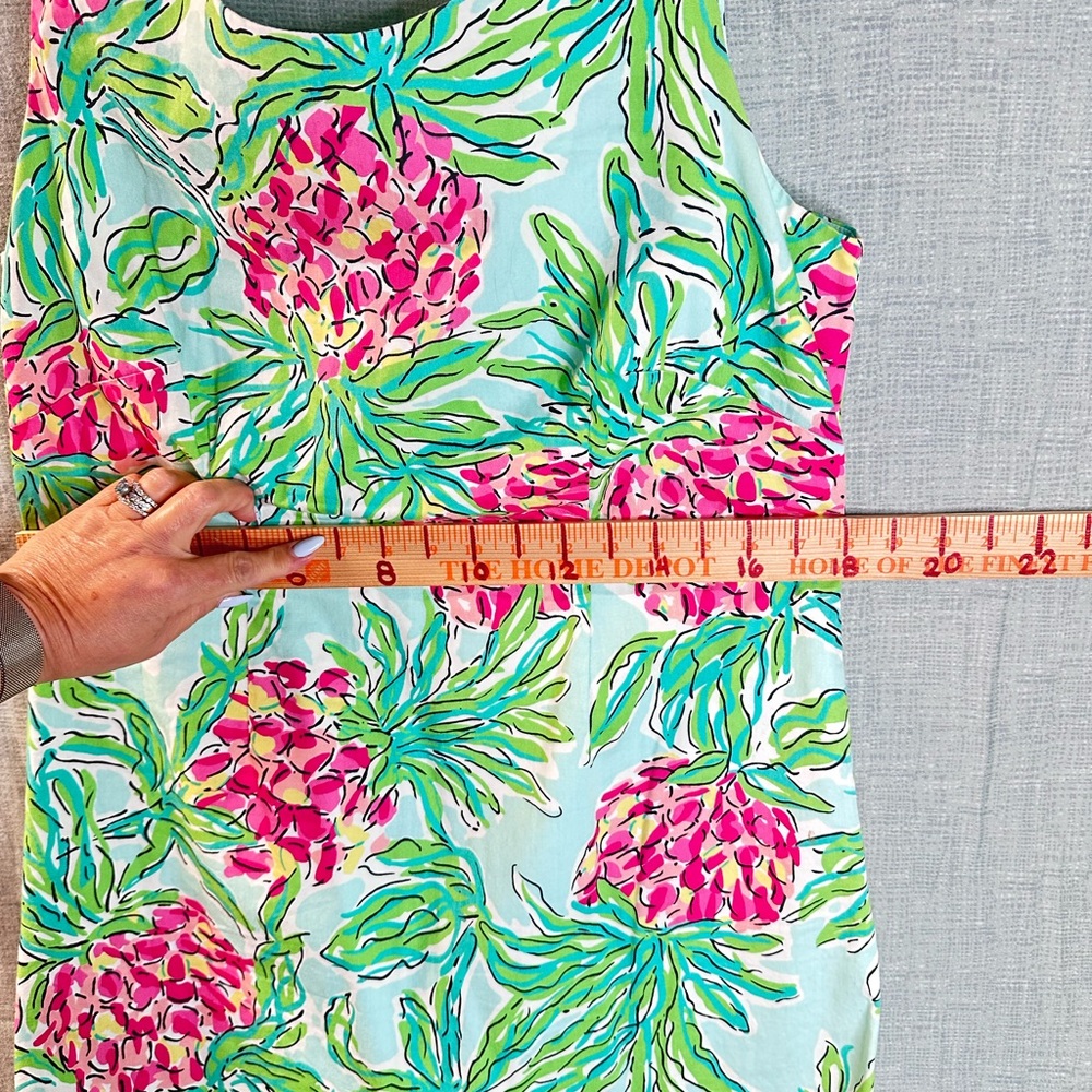 Lilly Pulitzer Pineapple Print Sleeveless Midi Dress - Aqua, Pink & Green - Picture 12 of 14